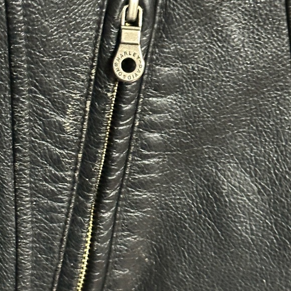 Harley Davidson Authentic Black Leather Studded Flame Bar & Shield Moto Jacket - Picture 8 of 16